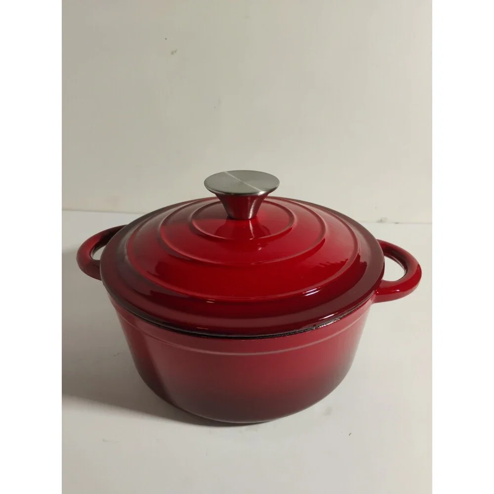 Chef Power 2QT Royal Red Enameled Cast Iron Dutch Oven with Lid New